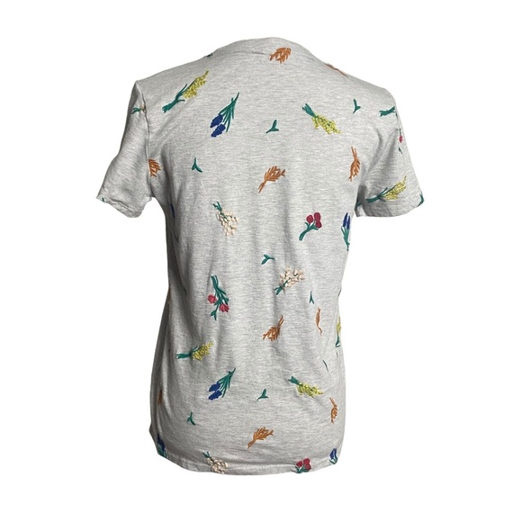 Lucky Brand Allover Embroidered Floral Tee- Heather Gray- Medium - Picture 6 of 13